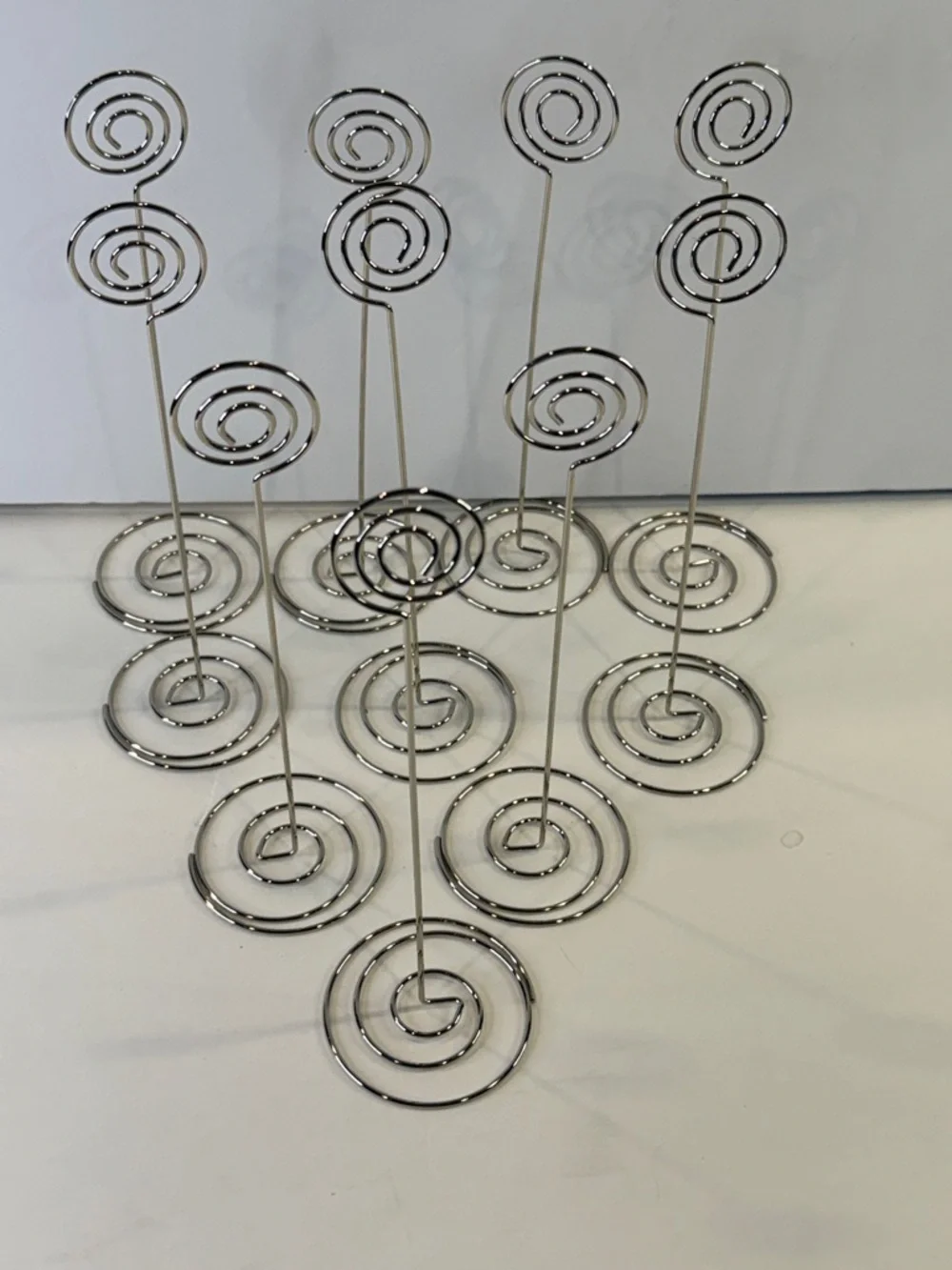 8”-9” 🌀 10pc Silver Spiral 🌀Place Card Holders Photo Clip Stands Wedding Decor